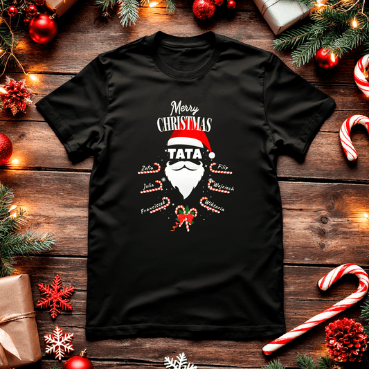 Koszulka męska z nadrukiem MERRY CHRISTMAS - spersonalizowany prezent dla taty - idamell.com