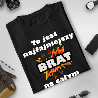 Koszulka męska z nadrukiem NAJFAJNIEJSZY BRAT - spersonalizowany prezent dla brata - idamell.com