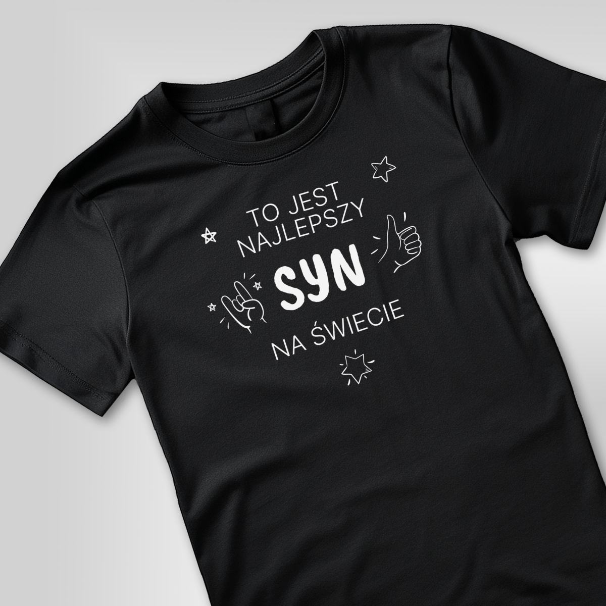 Koszulka męska z nadrukiem NAJLEPSZY SYN - spersonalizowany prezent dla syna - idamell.com