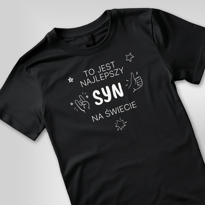 Koszulka męska z nadrukiem NAJLEPSZY SYN - spersonalizowany prezent dla syna - idamell.com