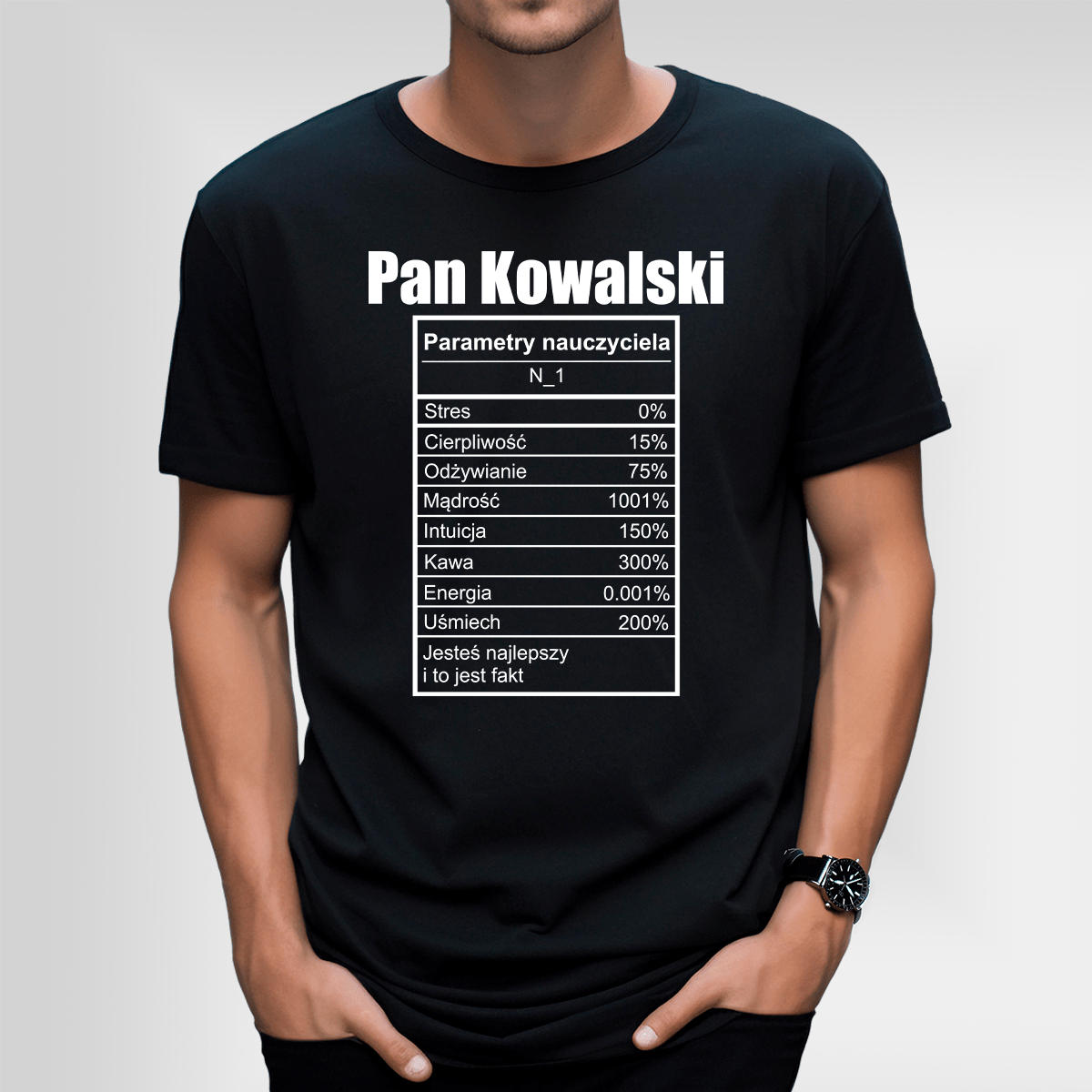 Koszulka męska z nadrukiem NAUCZYCIEL - prezent dla nauczyciela - idamell.com