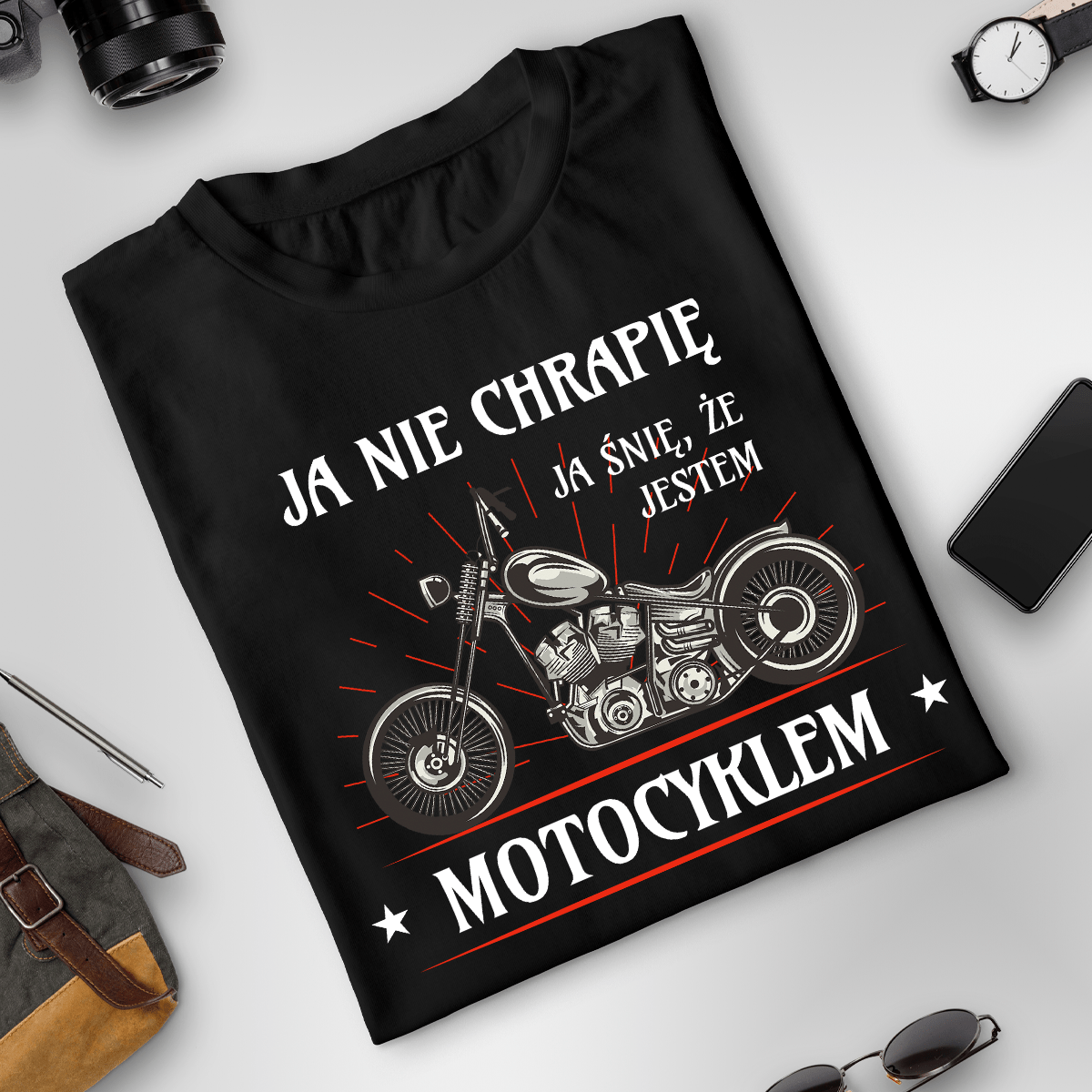 Koszulka męska z nadrukiem NIE CHRAPIĘ - spersonalizowany prezent dla niego - idamell.com