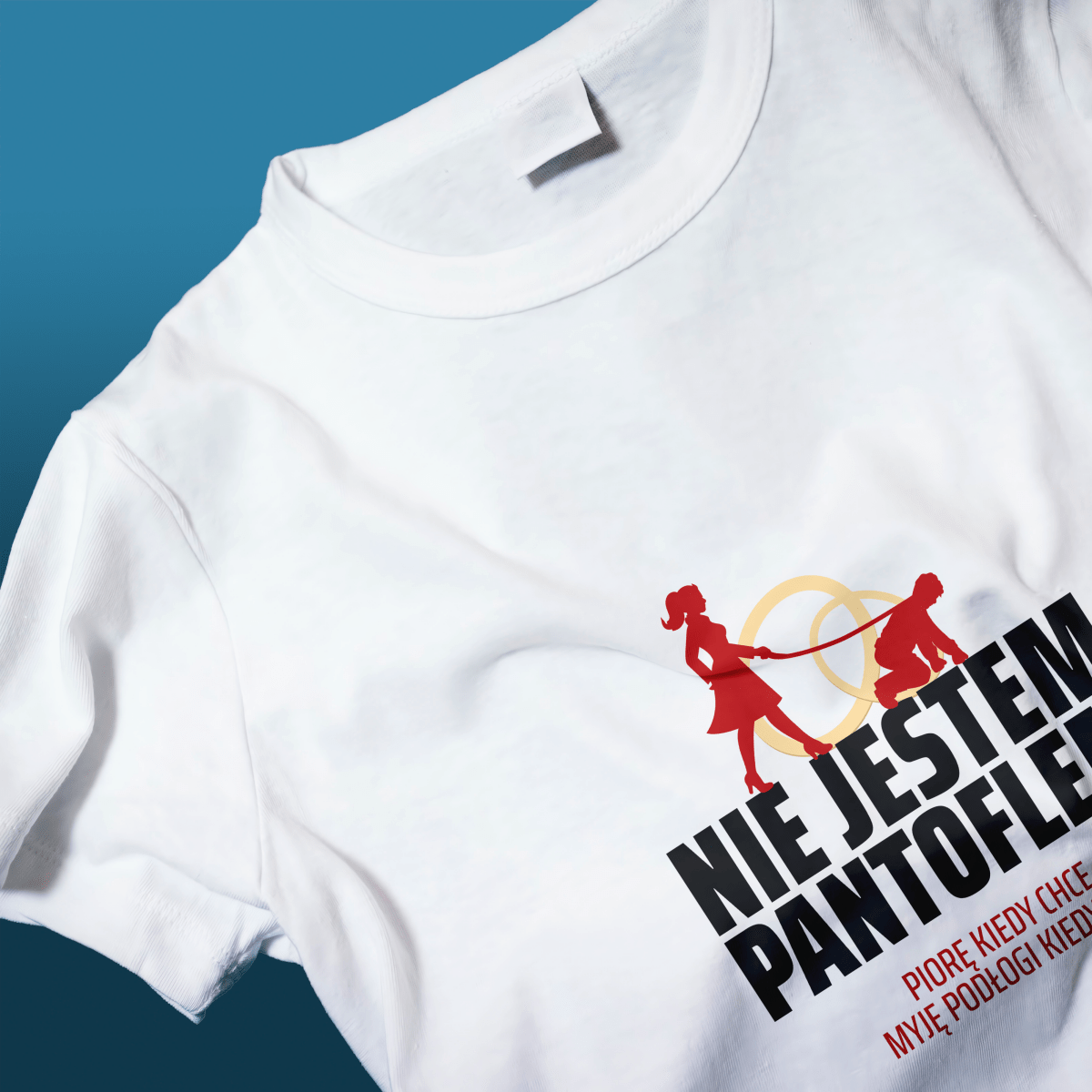 Koszulka męska z nadrukiem NIE JESTEM PANTOFLEM - prezent dla mężczyzny - idamell.com