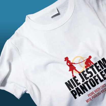 Koszulka męska z nadrukiem NIE JESTEM PANTOFLEM - prezent dla mężczyzny - idamell.com