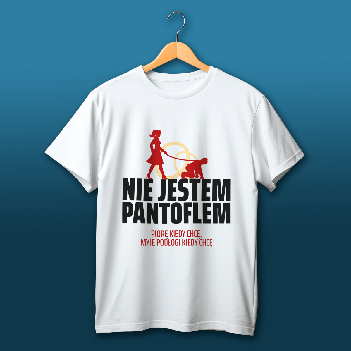 Koszulka męska z nadrukiem NIE JESTEM PANTOFLEM - prezent dla mężczyzny - idamell.com