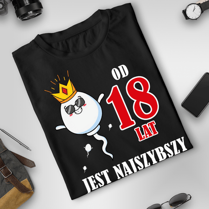 Koszulka męska z nadrukiem OD 18 LAT - prezent dla niego - idamell.com