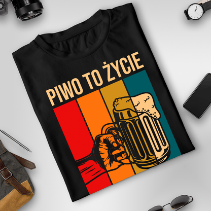 Koszulka męska z nadrukiem PIWO TO ŻYCIE - prezent dla mężczyzny - idamell.com