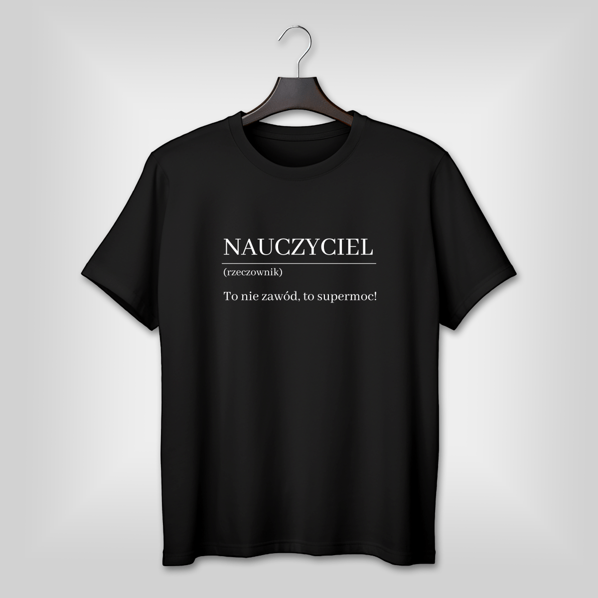 Koszulka męska z nadrukiem SUPERMOC - spersonalizowany prezent dla nauczyciela - idamell.com