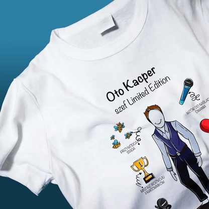 Koszulka męska z nadrukiem SZEF EDYCJA LIMITOWANA - spersonalizowany prezent dla szefa - idamell.com