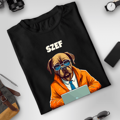 Koszulka męska z nadrukiem SZEF - spersonalizowany prezent dla szefa - idamell.com