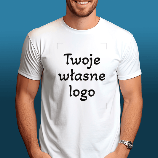 Koszulka męska z nadrukiem TWOJE LOGO - spersonalizowany prezent dla pracownika - idamell.com