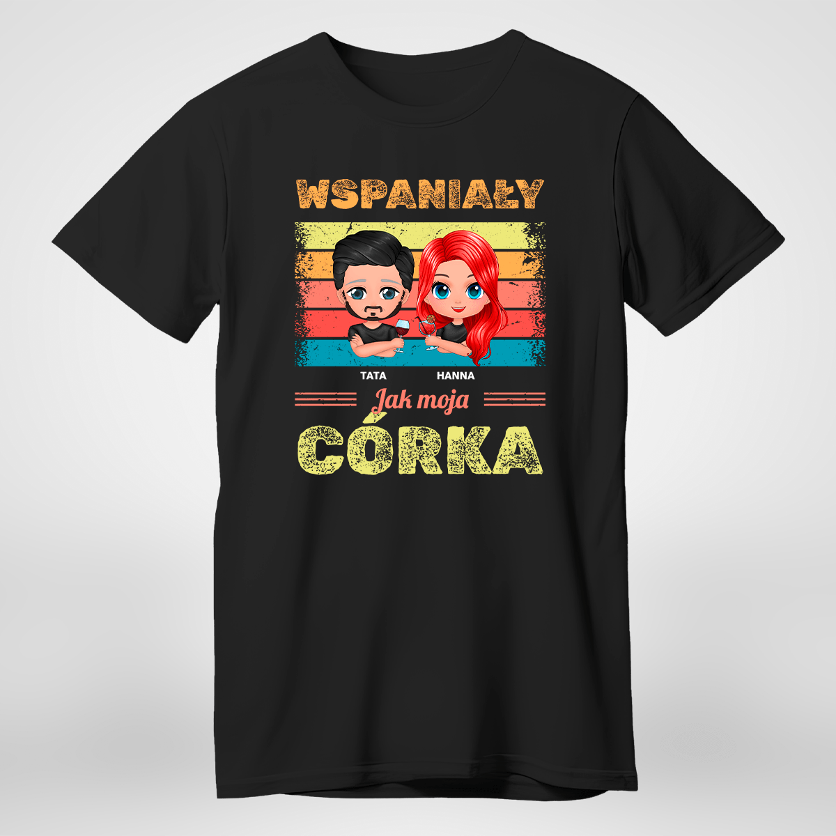 Koszulka męska z nadrukiem WSPANIAŁY - spersonalizowany prezent dla taty - idamell.com