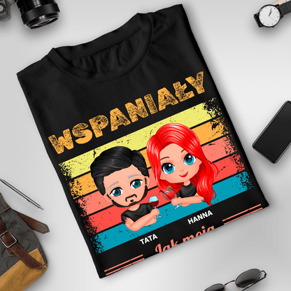 Koszulka męska z nadrukiem WSPANIAŁY - spersonalizowany prezent dla taty - idamell.com