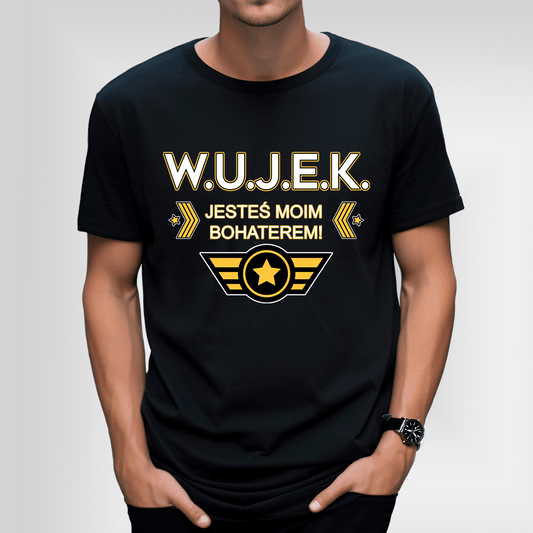 Koszulka męska z nadrukiem W.U.J.E.K. - spersonalizowany prezent dla wujka - idamell.com
