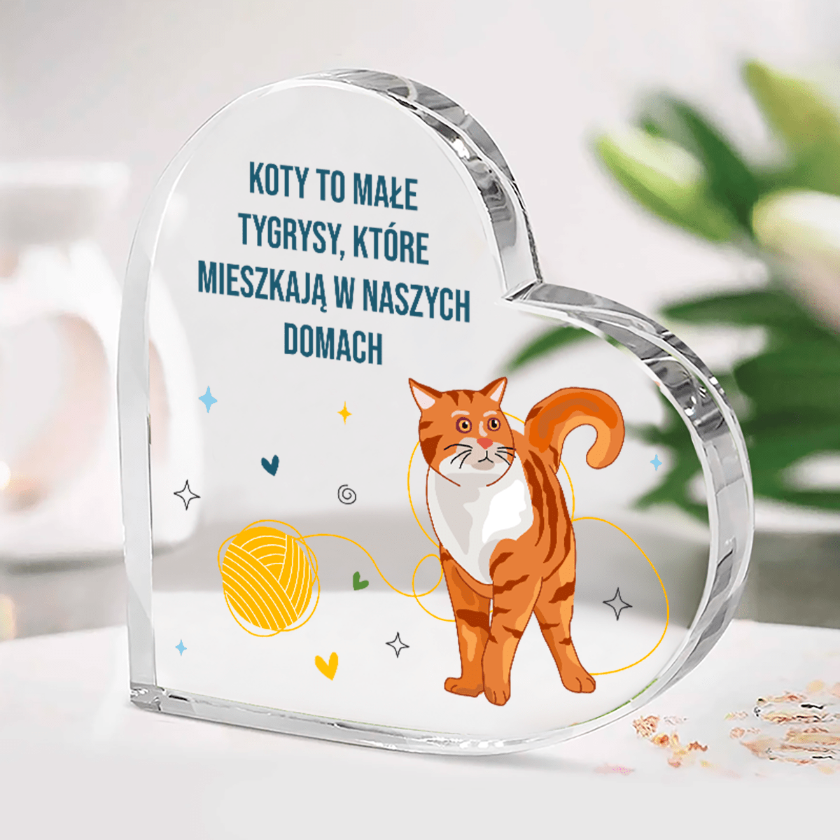 Kot jak tygrys - Szklane serce, spersonalizowany prezent - idamell.com