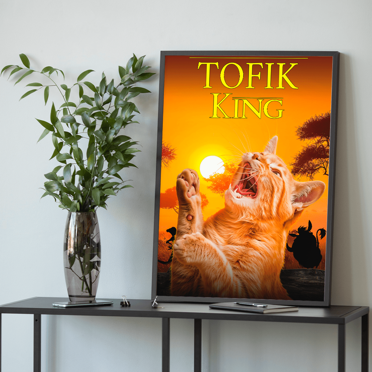 Kot niczym lew - plakat, spersonalizowany prezent dla właściciela kota - idamell.com