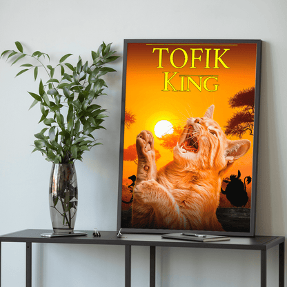 Kot niczym lew - plakat, spersonalizowany prezent dla właściciela kota - idamell.com