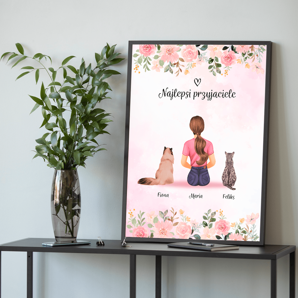 Koty jak najlepsi przyjaciele - plakat, spersonalizowany prezent dla właściciela kota - idamell.com