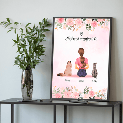 Koty jak najlepsi przyjaciele - plakat, spersonalizowany prezent dla właściciela kota - idamell.com