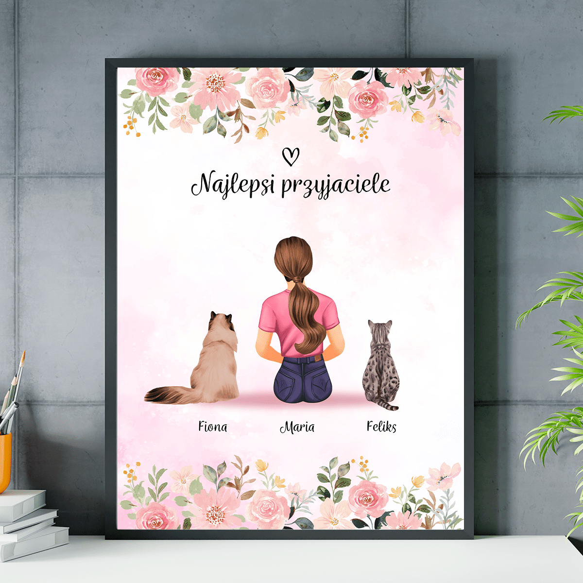 Koty jak najlepsi przyjaciele - plakat, spersonalizowany prezent dla właściciela kota - idamell.com