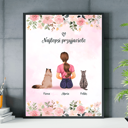 Koty jak najlepsi przyjaciele - plakat, spersonalizowany prezent dla właściciela kota - idamell.com