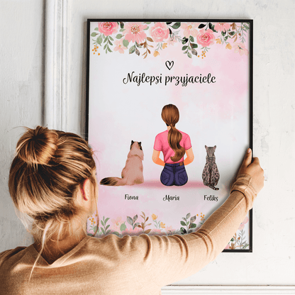 Koty jak najlepsi przyjaciele - plakat, spersonalizowany prezent dla właściciela kota - idamell.com