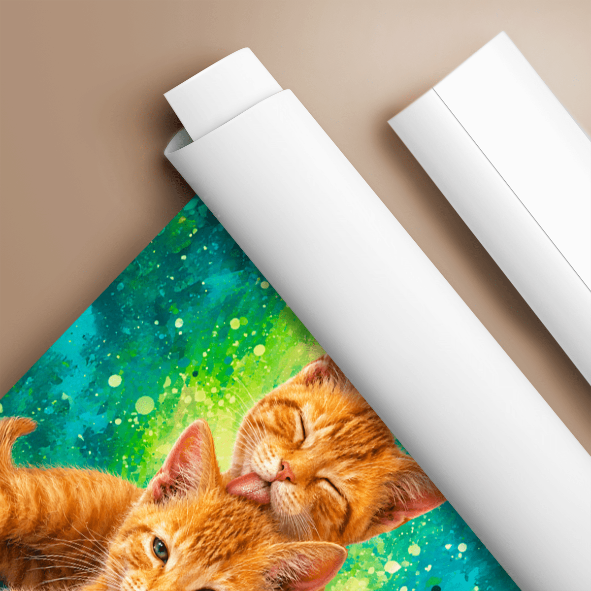 Koty na różnokolorowym tle - plakat, spersonalizowany prezent dla właściciela kota - idamell.com