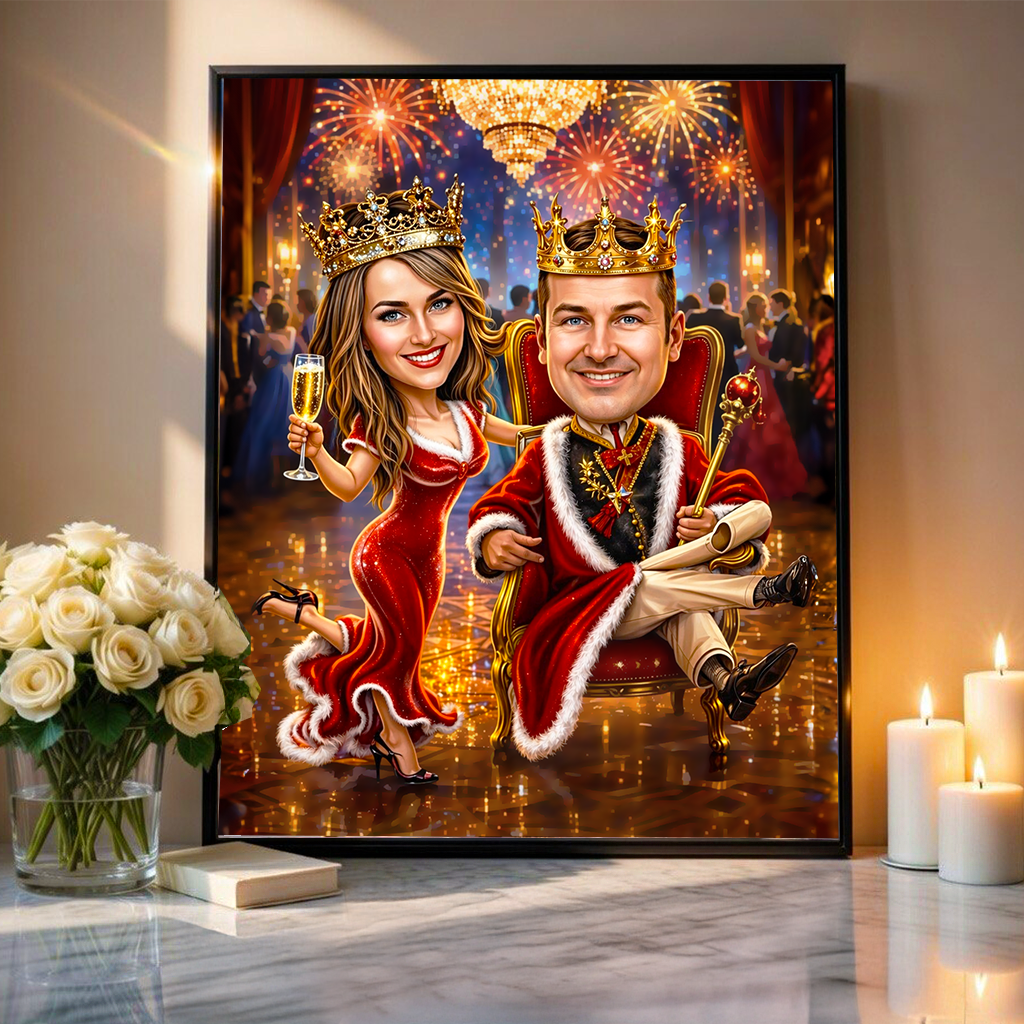 Król i królowa - plakat, spersonalizowany prezent dla pary - idamell.com