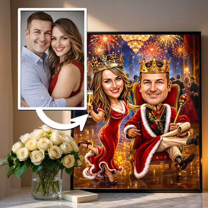 Król i królowa - plakat, spersonalizowany prezent dla pary - idamell.com