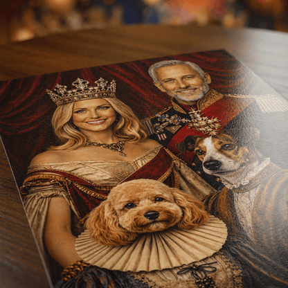 Król i królowa z pupilem - plakat, spersonalizowany prezent dla pary - idamell.com