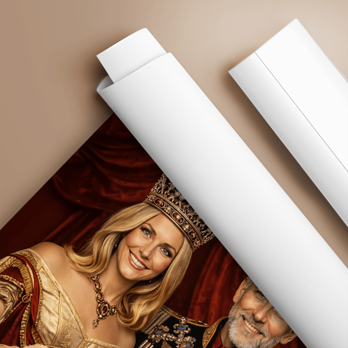 Król i królowa z pupilem - plakat, spersonalizowany prezent dla pary - idamell.com