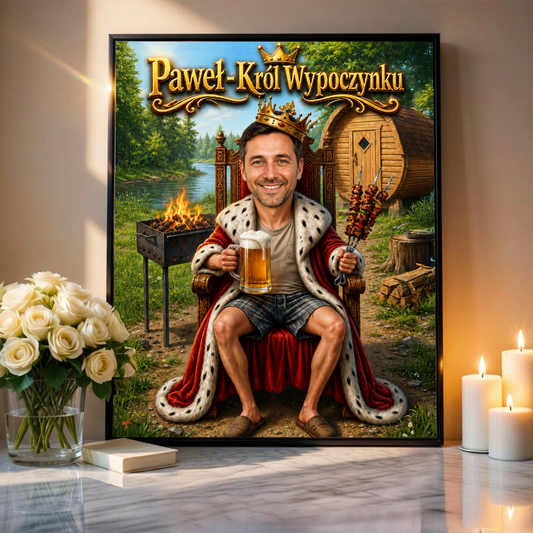 Król Wypoczynku – Personalizowany plakat dla niego - idamell.com