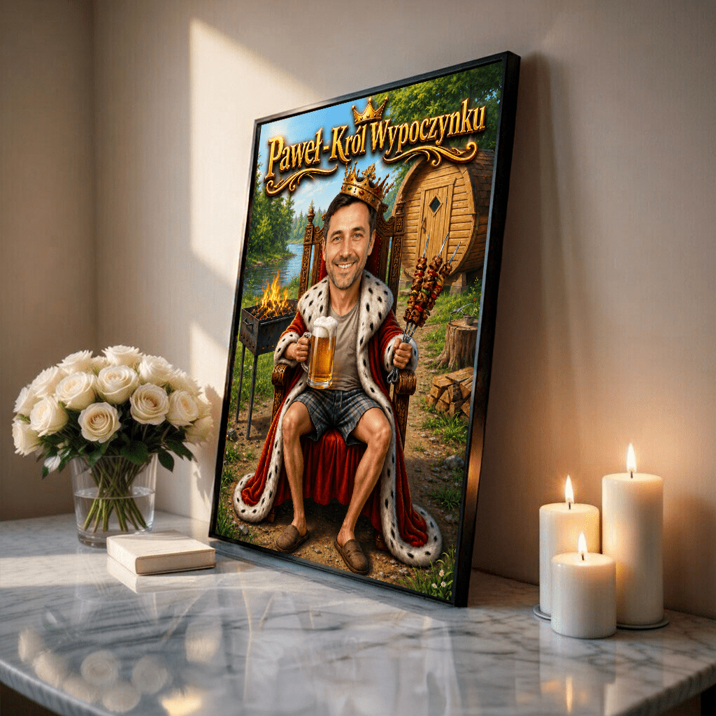 Król Wypoczynku – Personalizowany plakat dla niego - idamell.com