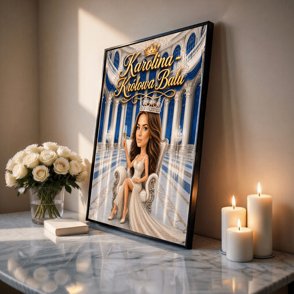Królowa balu ilustracja - plakat, spersonalizowany prezent dla kobiety - idamell.com