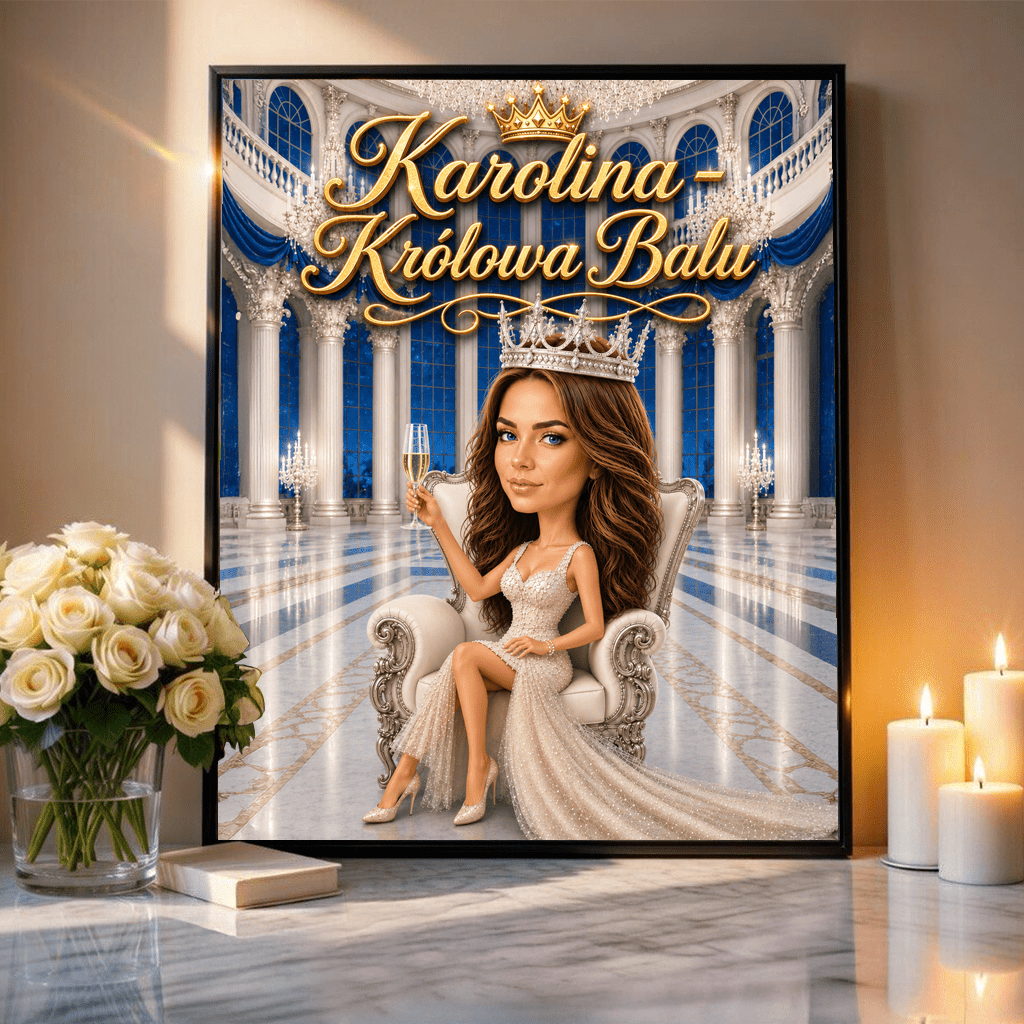 Królowa balu ilustracja - plakat, spersonalizowany prezent dla kobiety - idamell.com