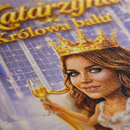 Królowa balu karykatura - Druk na płótnie, spersonalizowany prezent dla mamy - idamell.com