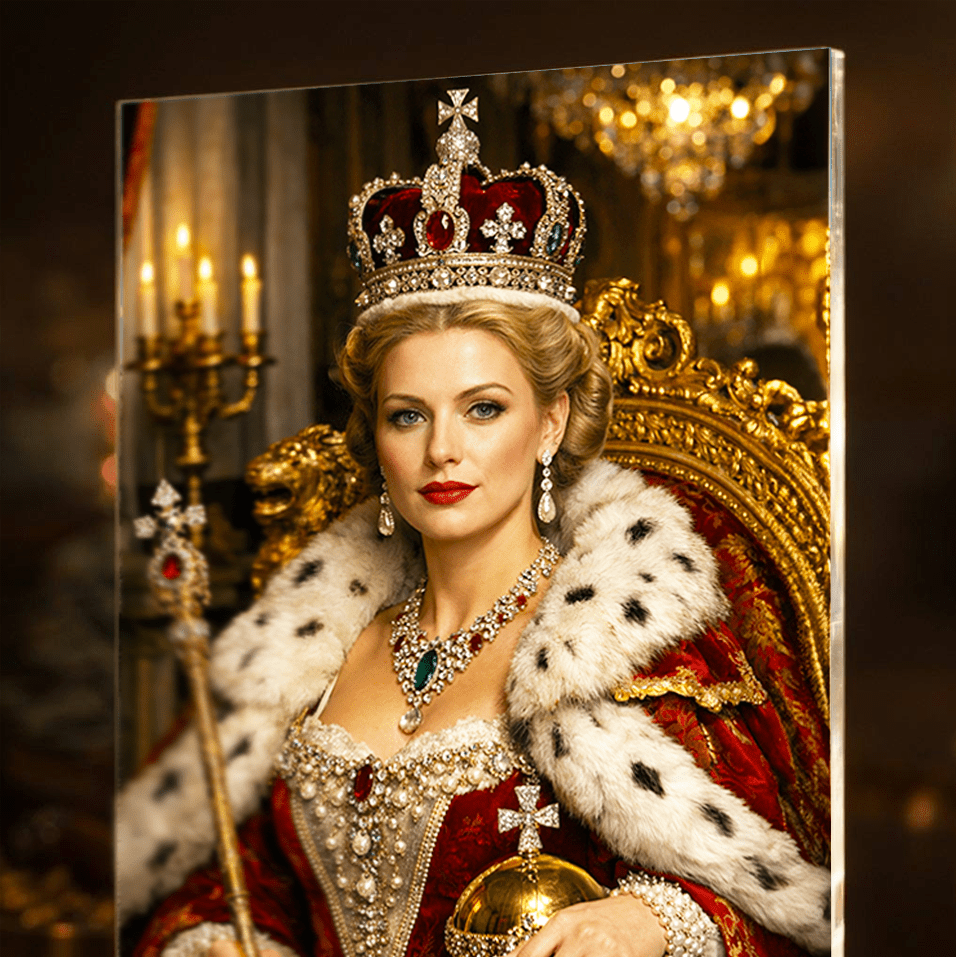 Królowa portret - Druk na szkle, spersonalizowany prezent - idamell.com