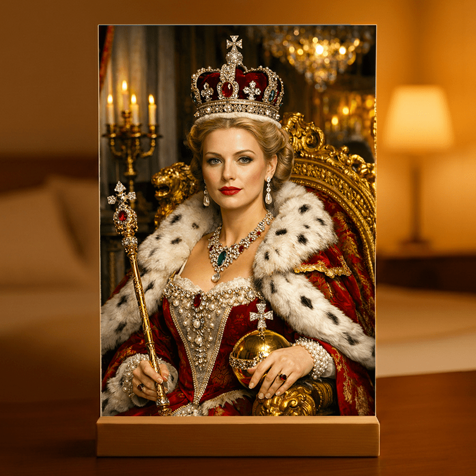 Królowa portret - Druk na szkle, spersonalizowany prezent - idamell.com