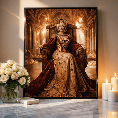 Królowa w sali tronowej - plakat, spersonalizowany prezent dla cioci - idamell.com