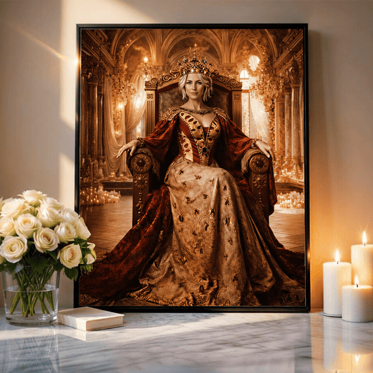 Królowa w sali tronowej - plakat, spersonalizowany prezent dla cioci - idamell.com