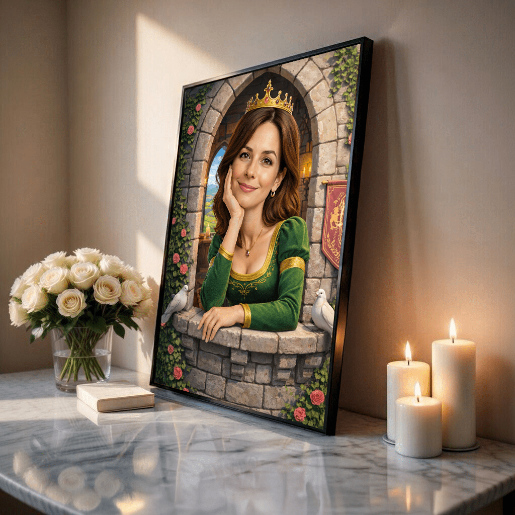 Księżniczka w oknie - plakat, spersonalizowany prezent dla niej - idamell.com