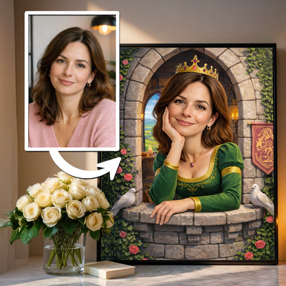 Księżniczka w oknie - plakat, spersonalizowany prezent dla niej - idamell.com