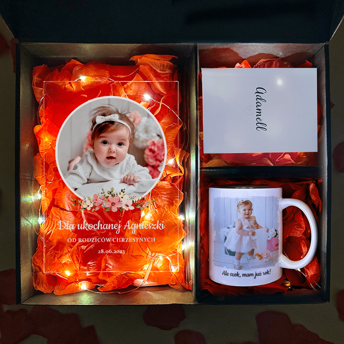 Kubek + druk na szkle DZIECKO - zestaw prezentowy Box 2 w 1, spersonalizowany prezent dla dziecka - idamell.com