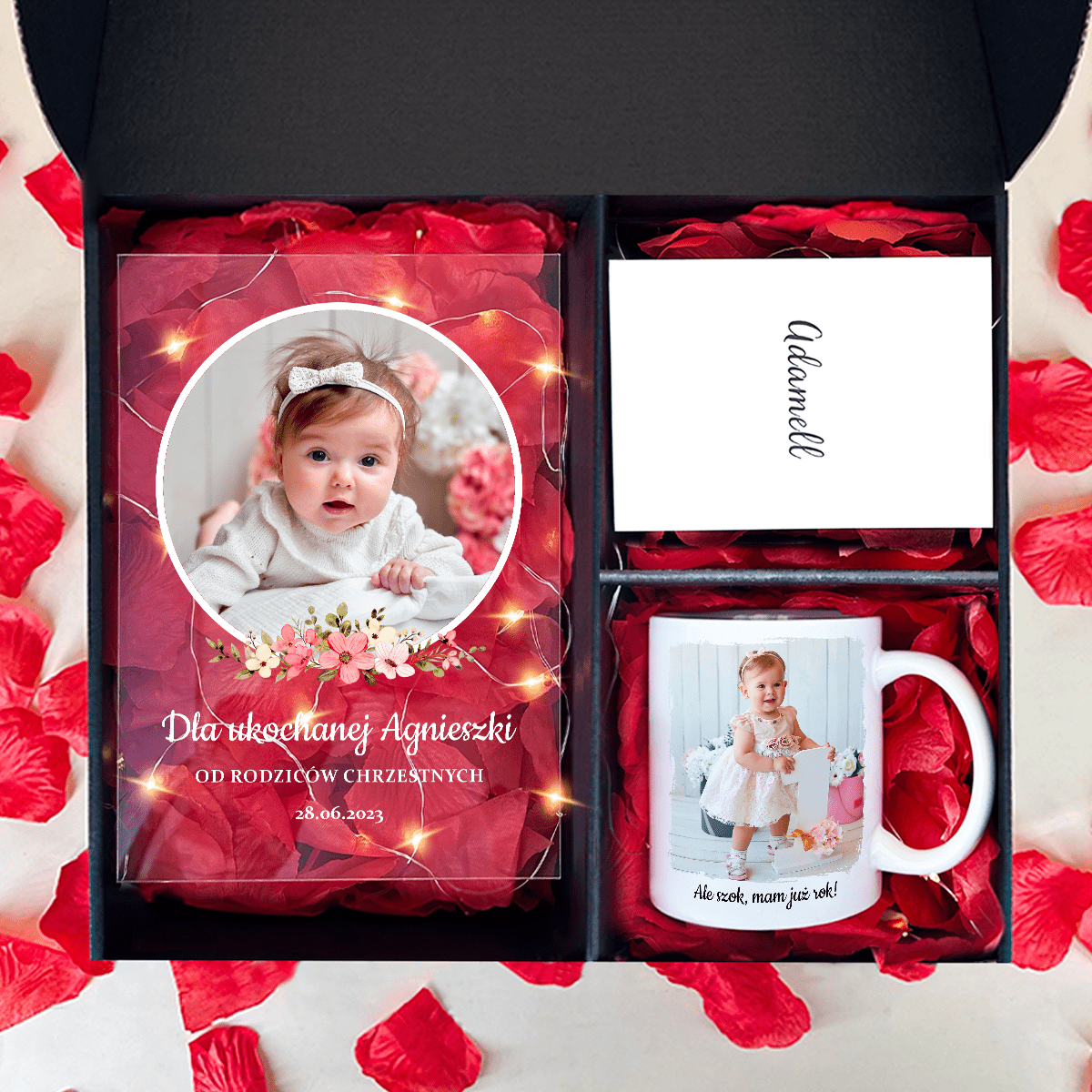 Kubek + druk na szkle DZIECKO - zestaw prezentowy Box 2 w 1, spersonalizowany prezent dla dziecka - idamell.com