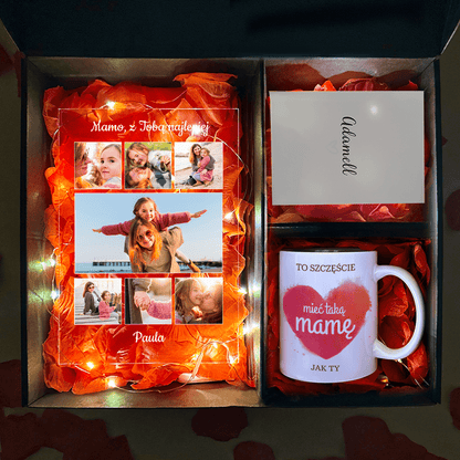 Kubek + druk na szkle MAMA - zestaw prezentowy Box 2 w 1, spersonalizowany prezent dla mamy - idamell.com
