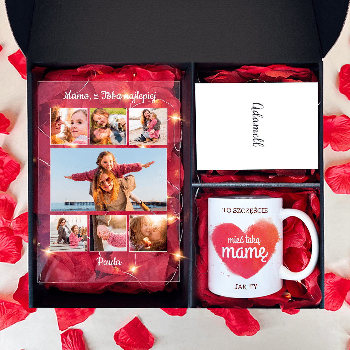 Kubek + druk na szkle MAMA - zestaw prezentowy Box 2 w 1, spersonalizowany prezent dla mamy - idamell.com