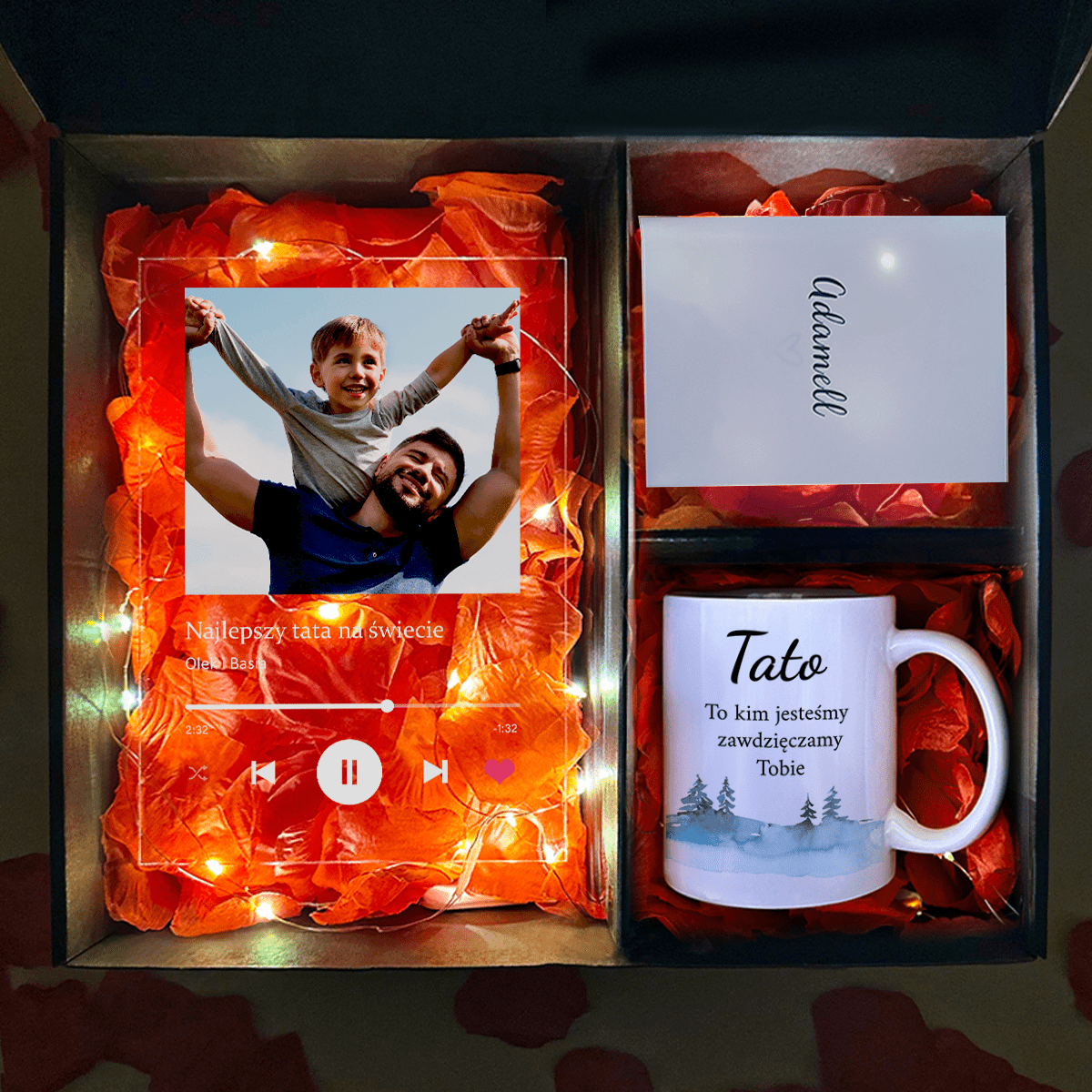 Kubek + druk na szkle TATA - zestaw prezentowy Box 2 w 1, spersonalizowany prezent dla taty - idamell.com