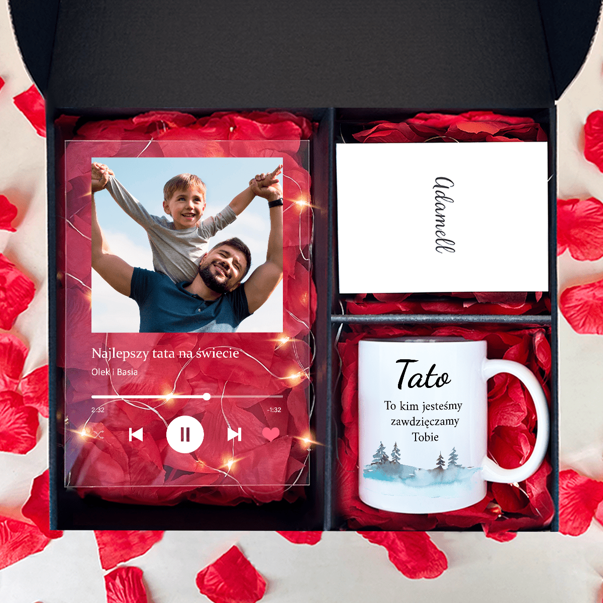 Kubek + druk na szkle TATA - zestaw prezentowy Box 2 w 1, spersonalizowany prezent dla taty - idamell.com