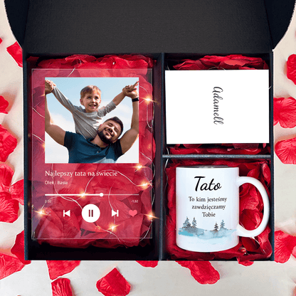 Kubek + druk na szkle TATA - zestaw prezentowy Box 2 w 1, spersonalizowany prezent dla taty - idamell.com