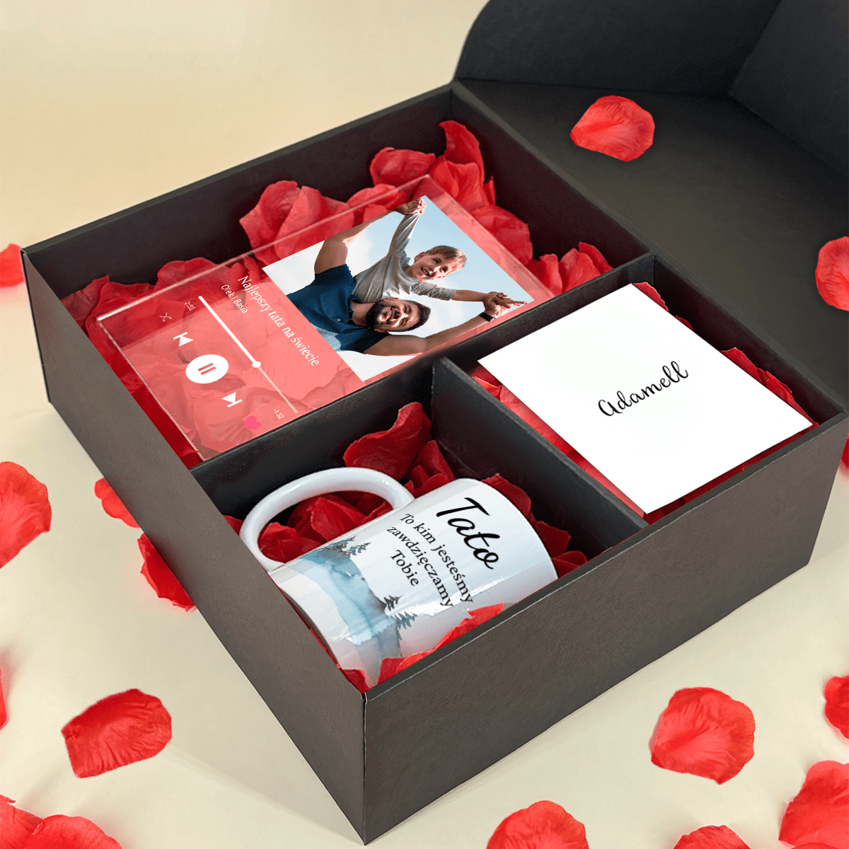 Kubek + druk na szkle TATA - zestaw prezentowy Box 2 w 1, spersonalizowany prezent dla taty - idamell.com